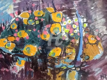 Картина под названием "Abstract flowers" - Rodica, Подлинное произведение искусства, Акрил