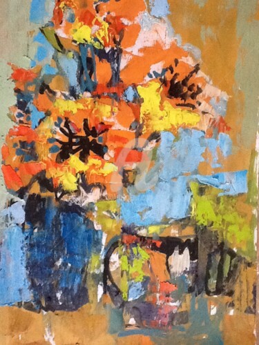 Painting titled "Flowers" by Rodica, Original Artwork, Oil
