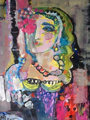 Peinture intitulée "Abstract Portrait" par Rodica, Œuvre d'art originale, Acrylique