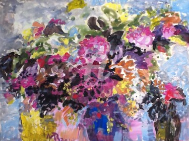 Schilderij getiteld "Flowers Abstract Pa…" door Rodica, Origineel Kunstwerk, Acryl