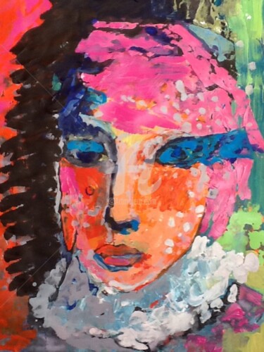 Painting titled "Abstract Portrait" by Rodica, Original Artwork, Acrylic
