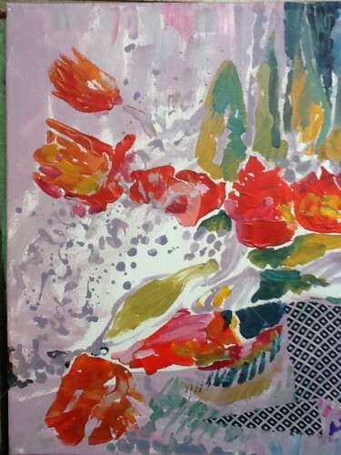 Peinture intitulée "Tulipe" par Rodica, Œuvre d'art originale, Acrylique