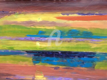 Painting titled "Landscape" by Rodica, Original Artwork, Acrylic