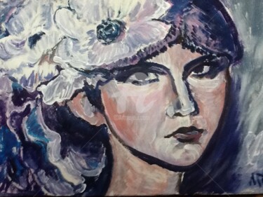Schilderij getiteld "Lady Portrait" door Rodica, Origineel Kunstwerk, Olie