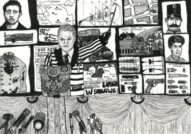 Рисунок под названием "Yeltsin will explai…" - Никита Родин, Подлинное произведение искусства, Гелевая ручка