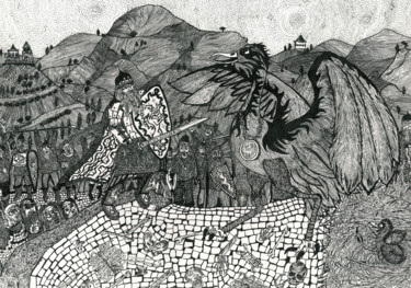 Desenho intitulada "Series "Victories o…" por Nikita Rodin, Obras de arte originais, Caneta de gel