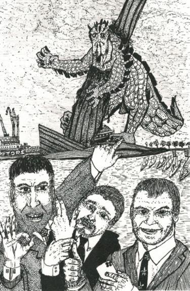 Desenho intitulada "Top managers of Gaz…" por Никита Родин, Obras de arte originais, Caneta de gel