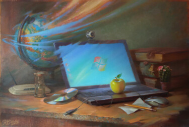 Painting titled "The World Wide Web" by Yuriy Sidorenko, Original Artwork, Oil Mounted on Wood Stretcher frame