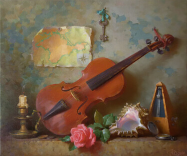 Crimean rose Painting titled "Crimean rose" by Yuriy Sidorenko, Original Art, Oil Mounted on Stretcher frame