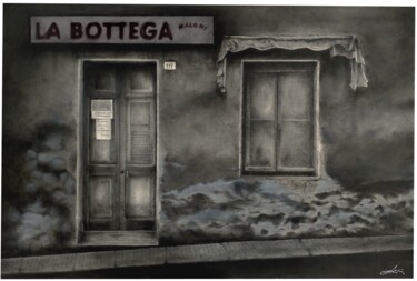 Σχέδιο με τίτλο "bottegs" από Rodolfo Aldi, Αυθεντικά έργα τέχνης, Παστέλ
