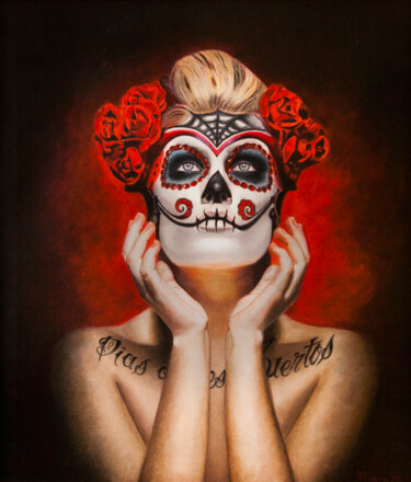 Peinture intitulée "CATRINA.jpg" par Rodolfo Rivera, Œuvre d'art originale, Huile