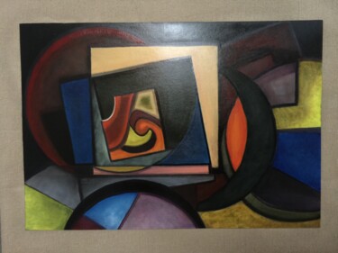 Painting titled "GEOMETRIA" by Rodolfo Rivera, Original Artwork, Oil