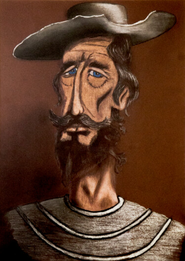 Schilderij getiteld "Quijote" door Rodolfo Rivera, Origineel Kunstwerk, Pastel