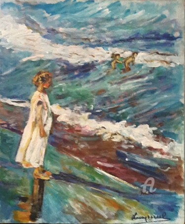 Peinture intitulée "Bord de plage, les…" par Rodolphe Lavayssiere, Œuvre d'art originale, Acrylique