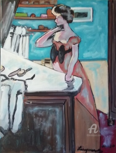 Painting titled "La toilette" by Rodolphe Lavayssiere, Original Artwork, Acrylic