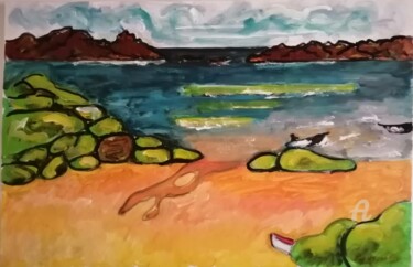 Painting titled "Bord de mer marée h…" by Rodolphe Lavayssiere, Original Artwork, Acrylic