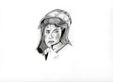 Dessin intitulée "Portrait Femme à Ca…" par Rodolphe Persée, Œuvre d'art originale, Crayon