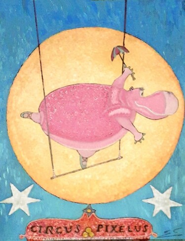 Peinture intitulée "l' hippopotame trap…" par Rodolphe Quinet, Œuvre d'art originale, Huile Monté sur Châssis en bois
