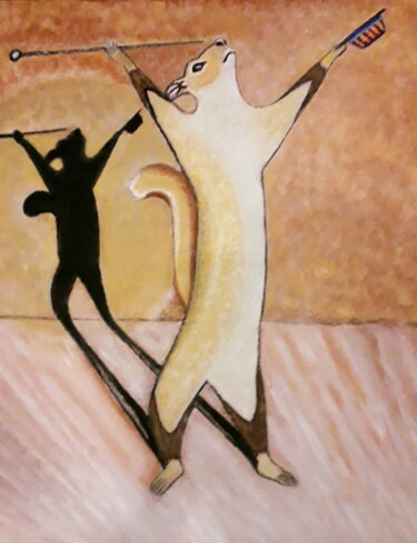 Картина под названием "l’écureuil Fred Ast…" - Rodolphe Quinet, Подлинное произведение искусства, Масло Установлен на Деревя…