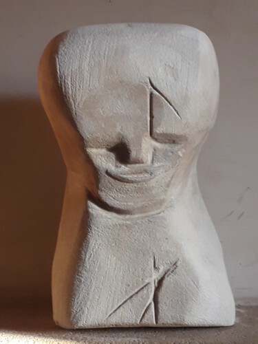 Sculptuur getiteld "le messager du temps" door Rodolphe Quinet, Origineel Kunstwerk, Steen