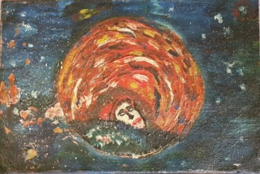 Peinture intitulée "voyage dans un trou…" par Rodolphe Quinet, Œuvre d'art originale, Huile Monté sur Châssis en bois
