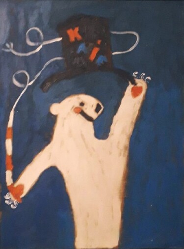 Peinture intitulée "l'ours" par Rodolphe Quinet, Œuvre d'art originale, Huile Monté sur Châssis en bois