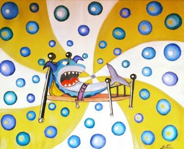 绘画 标题为“le cauchemar du req…” 由Rodolphe Quinet, 原创艺术品, 油 安装在木板上
