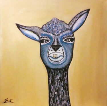 Painting titled "le Dalaï-lama de pi…" by Rodolphe Quinet, Original Artwork, Oil Mounted on Wood Stretcher frame