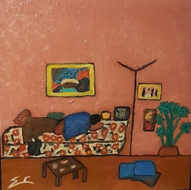Картина под названием "Week-end chez Georg…" - Rodolphe Quinet, Подлинное произведение искусства, Масло
