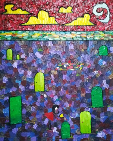 Painting titled "Doors in the garden" by Rod, Original Artwork, Oil
