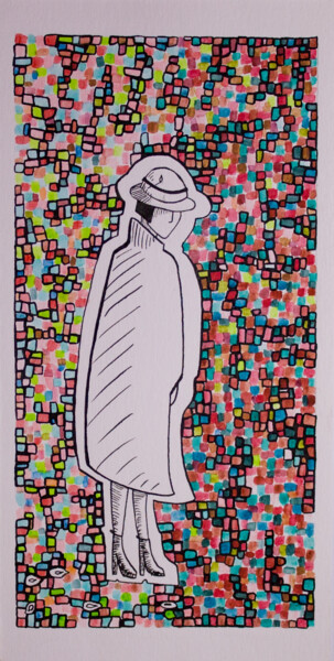 Картина под названием "La passante" - Rod, Подлинное произведение искусства, Акварель