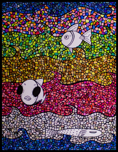 Peinture intitulée "Colorful sea" par Rod, Œuvre d'art originale, Aquarelle