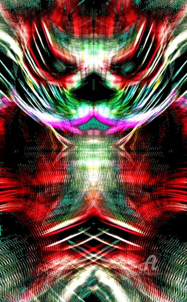 Digitale Kunst mit dem Titel "Neon cat" von Rüdiger Lehmann, Original-Kunstwerk, Digitale Malerei