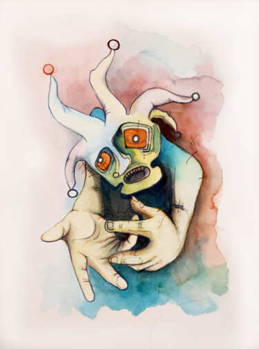 Schilderij getiteld "Carnaval 2" door Rodrigo Arias Perez, Origineel Kunstwerk, Aquarel