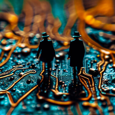 Digital Arts titled "Circuitry Wanderers" by Rodrigo Muñoz, Original Artwork, AI generated image