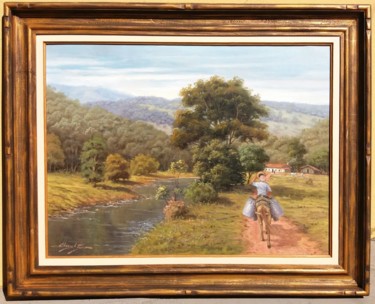 Painting titled "Chegando das compra…" by Clóvis Pescio, Original Artwork, Oil