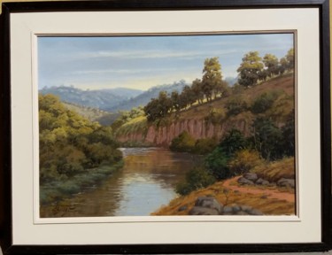 Painting titled "Reflexo da Natureza…" by Clóvis Pescio, Original Artwork, Oil