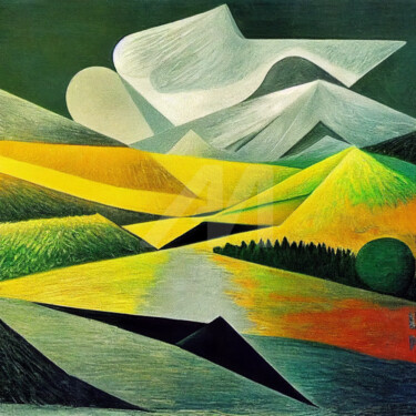 Digitale Kunst mit dem Titel "A paisagem quebrada" von Rodrigo Teixeira, Original-Kunstwerk, Digitale Malerei