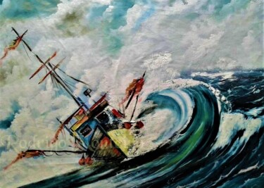 Pittura intitolato "Mar Agitado - rough…" da Rodrigo Monteiro, Opera d'arte originale, Olio