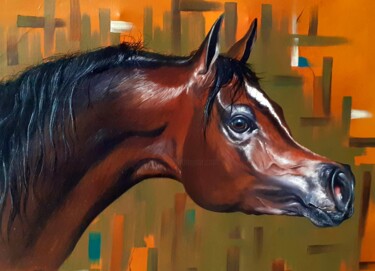 Pittura intitolato "Cavalo Árabe" da Rodrigo Monteiro, Opera d'arte originale, Olio