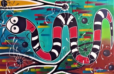 Peinture intitulée "coral snake / Cobra…" par Rodrigo Monteiro, Œuvre d'art originale, Acrylique