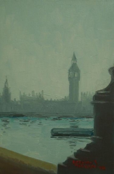 Картина под названием "London skyline" - Rodrigo Trevisan, Подлинное произведение искусства