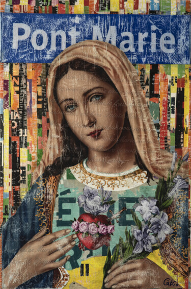 Colagens intitulada "MARIE" por Rodrigue Grego, Obras de arte originais, Colagens
