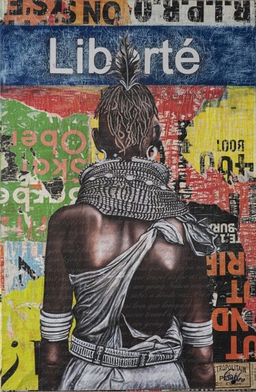 Collages intitulée "MASAI" par Rodrigue Grego, Œuvre d'art originale, Collages