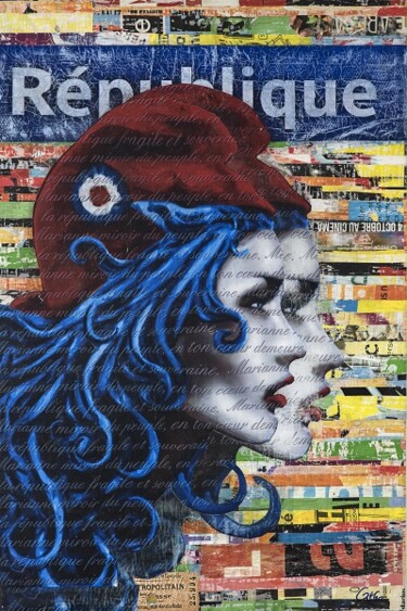 MARIANNE Collages intitulée "MARIANNE" par Rodrigue Grego, Œuvre d'art originale, Collages