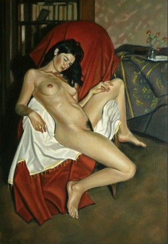 Peinture intitulée "Jeune femme endormie" par Francis Rodrigues De Oliveira, Œuvre d'art originale, Huile
