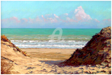 Pintura titulada "Playa de Canet de B…" por Juan Rodriguez, Obra de arte original, Oleo