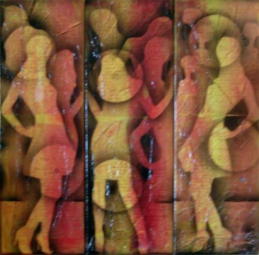 Painting titled "disco - triptyque" by Rodykop, Original Artwork