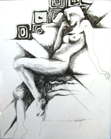 Painting titled "penseur" by Rodykop, Original Artwork