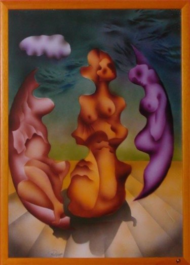 Peinture intitulée "oeuf éclaté" par Rodykop, Œuvre d'art originale, Huile